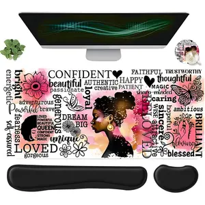 4pcs Motivational Words Design Mouse Pad + Keyboard Wrist Rest + Coaster Set, Gaming Mouse Pad For Desktop Decoration, Office Accessories Set Ergonomic Wrist Support, Desktop Accessory, Gaming Room Accessories, Gaming Items