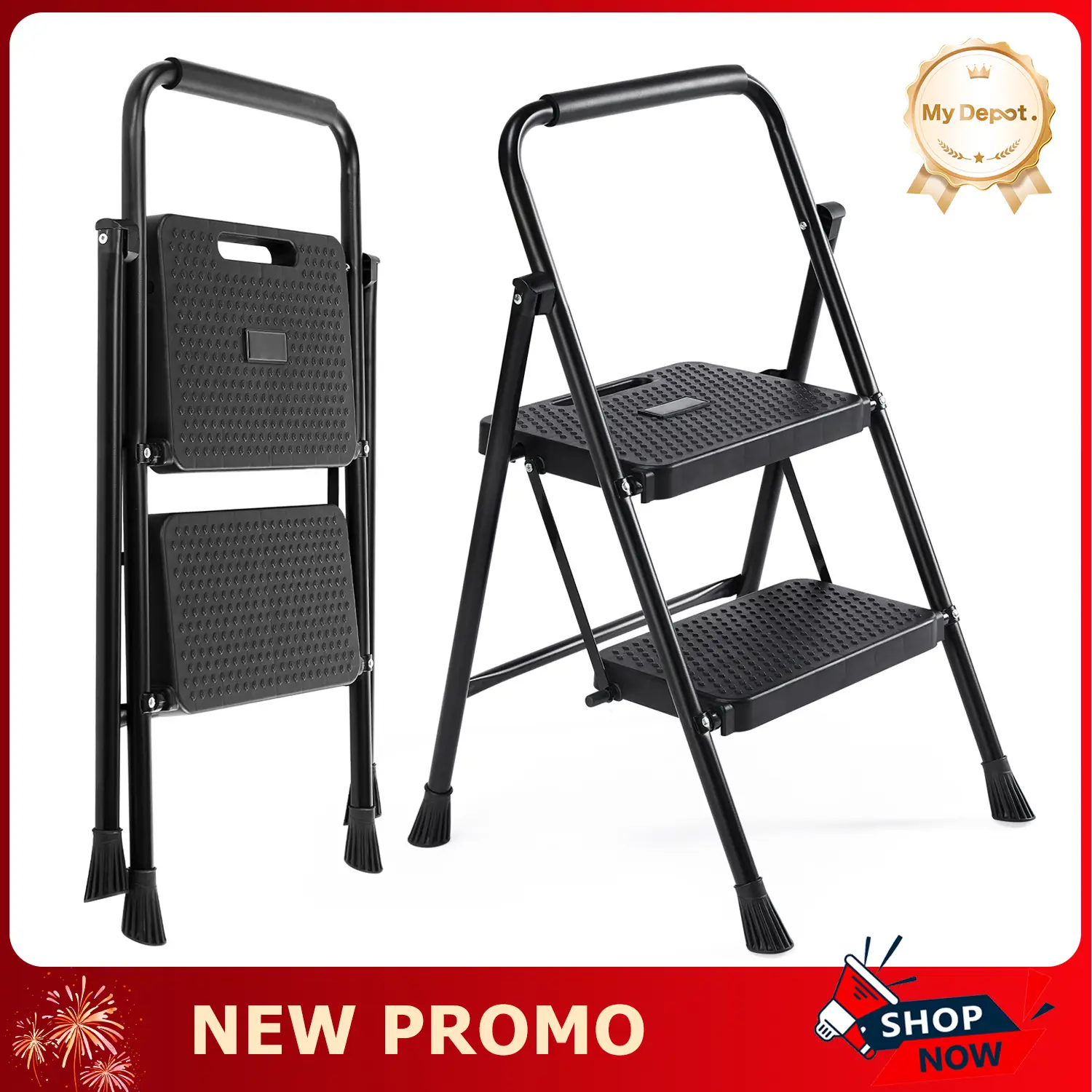 [Deal] Heavy Duty Step Ladder, Lightweight Foldable Stool for Adults, Small Ladder Portable Ladders with Sturdy Construction for Kitchen and Home