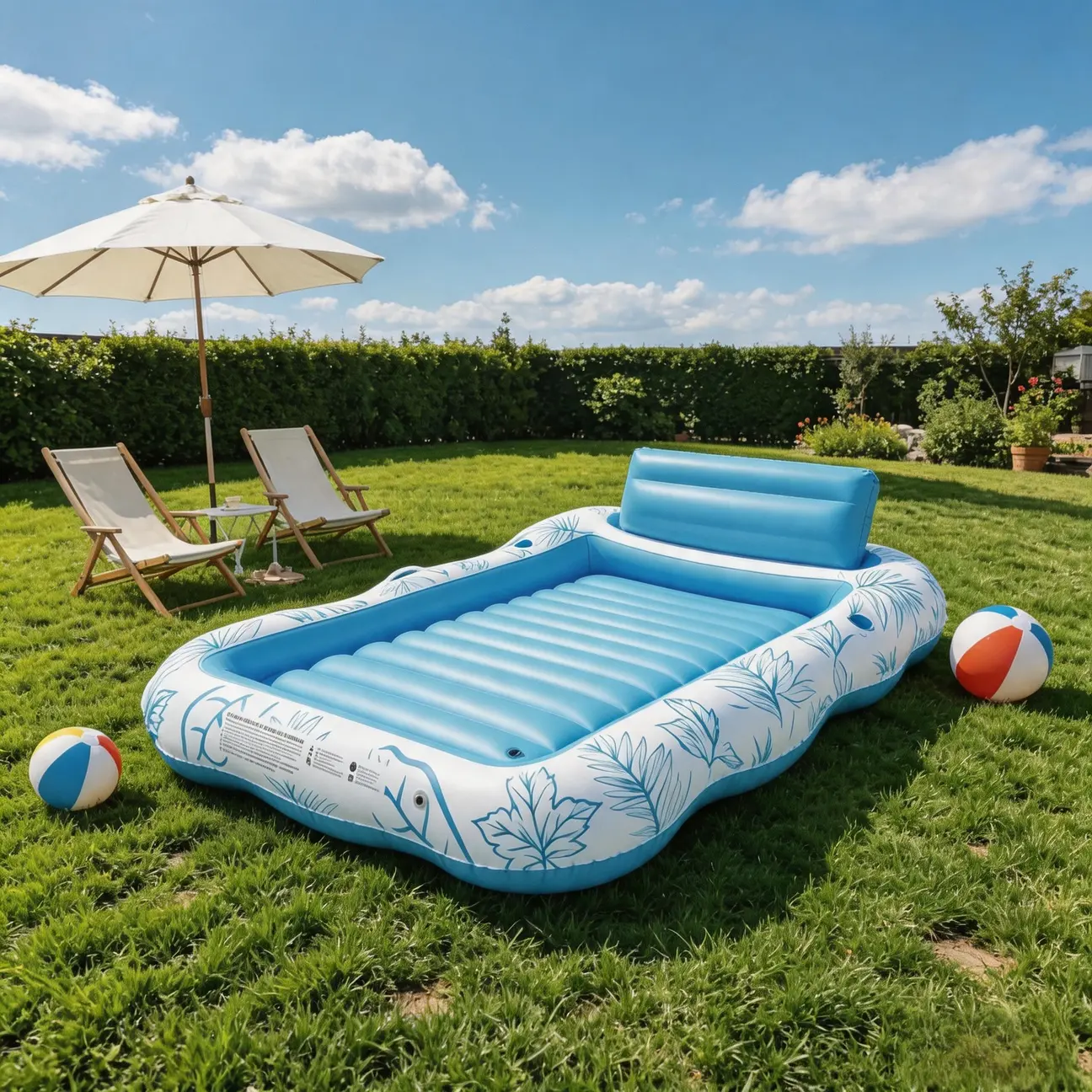 Giant Rectangle Inflatable Backyard Swimming Pool Set (86"x63"), BPA-Free Thick PVC XXL Outdoor Adult Blow Up Pool with Backrest, Cup Holders, Ideal for Relaxing Summer Water Activities - Home Improvement & Garden Supplies
