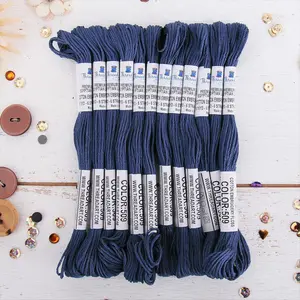 12 Skeins Premium Egyptian Long Fiber Cotton Embroidery Floss Navy 6 Strand Divisible Thread 8.75yds Each for Hand Embroidery Friendship Bracelets Cross Stitch and Crafts