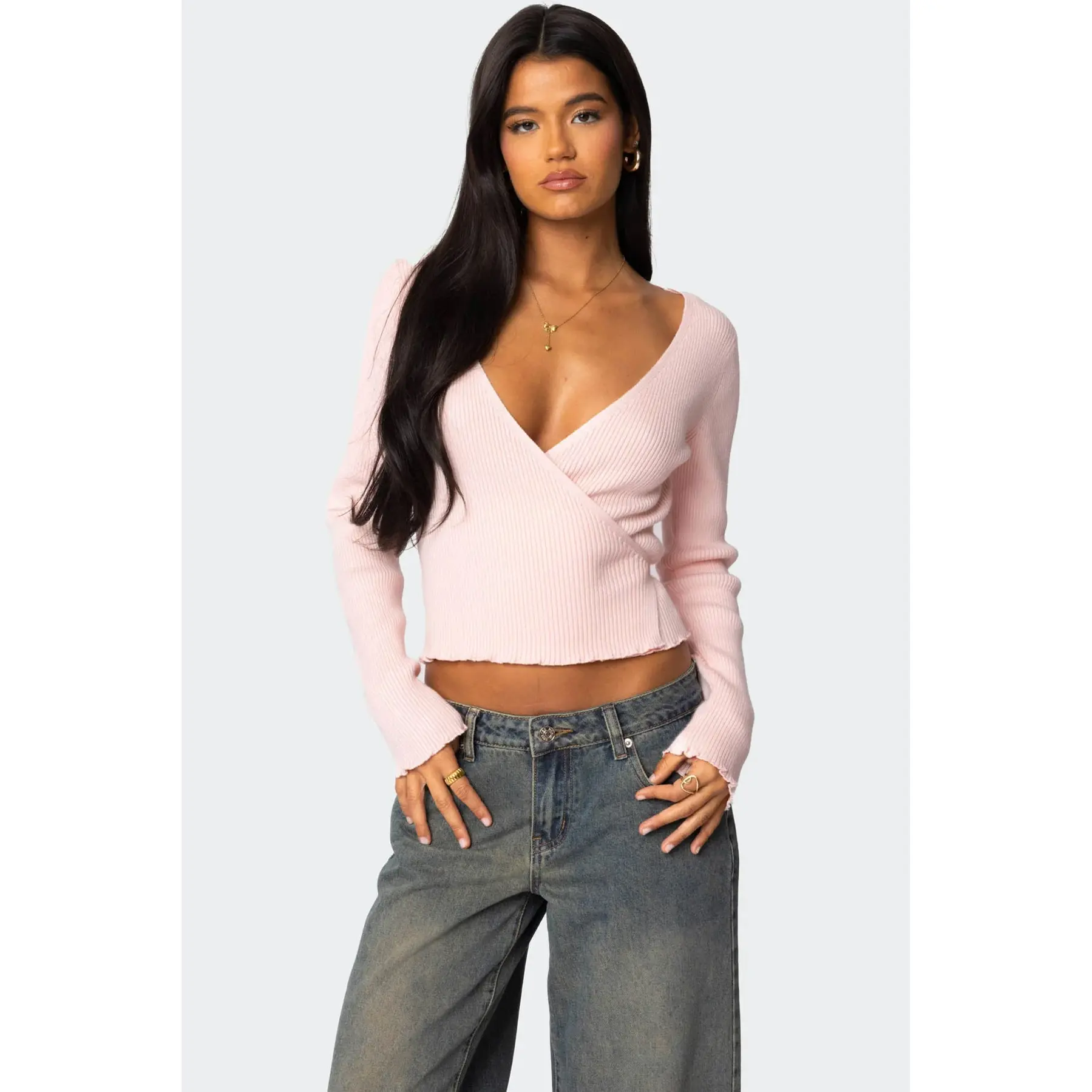 Paden Ribbed Knit Wrap Top