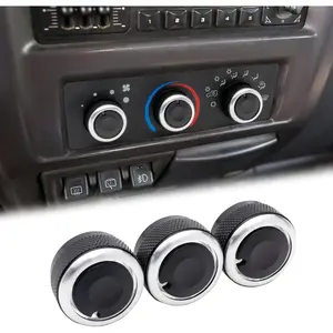 Stylish AC Knobs Compatible with 1999-2006 Jeep Wrangler Accessories, 3PCS A/C Climate Control Switch Button Heater Blower Temperature Fan Speed System Replacement05011218AC5011218AC
