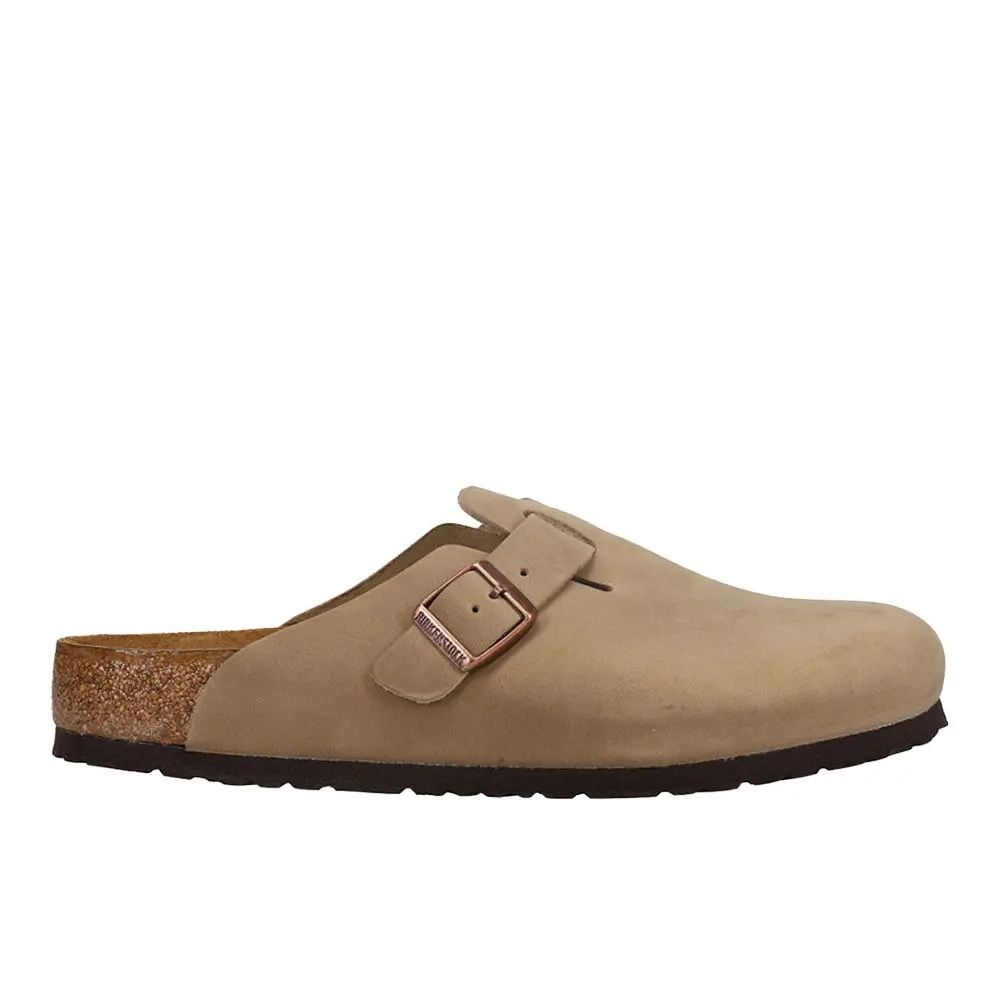 BIRKENSTOCK Mens Boston Soft Footbed Oiled Leather Clogs Casual - Beige