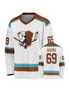 Shoresy #69 Men's Hockey Jersey – Long Sleeve V-Neck, Breathable Lightweight Hockey Shirt for Training & Casual Wear, Athletic Sports Clothing