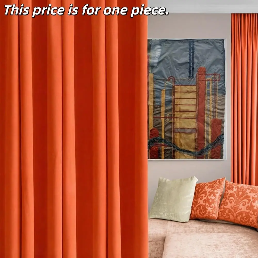 1pc Solid Color Velvet Grommet Top Curtains, Thick Heat Insulation, Noise Reduction, Ideal for Bedroom and Living Room, Thermal Insulated Curtain