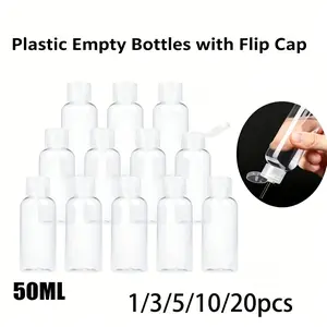 1/3/5/10/20pcs Clear Plastic Empty Bottles, Leak-proof Transparent Flip-top Bottle Squeeze Bottle Travel Size Bottles With Flip Cap Small Bottles For Liquids Toiletries Shampoo Lotion Conditioner