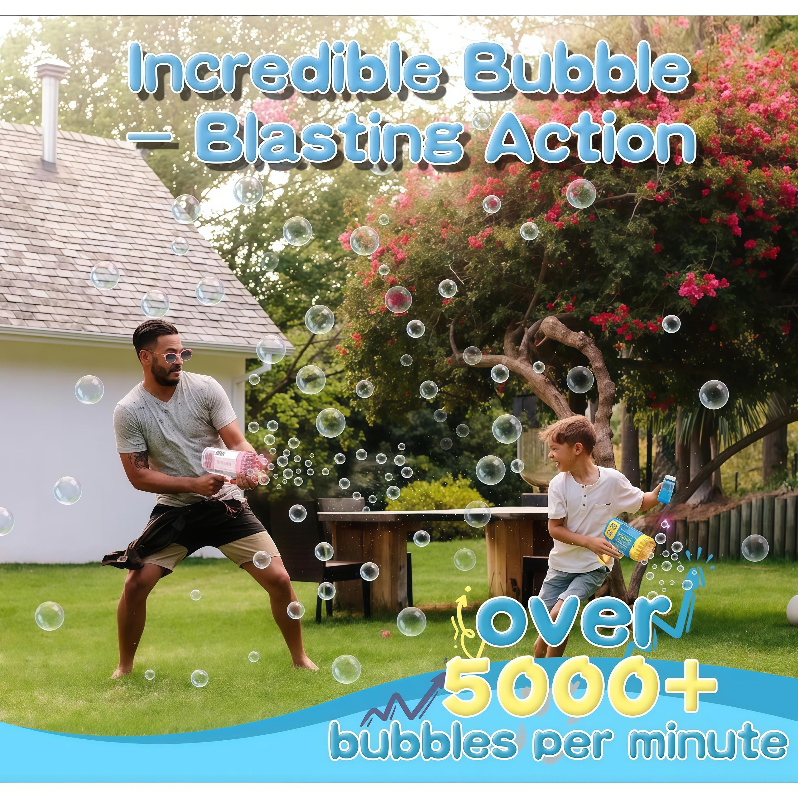 40-Hole Light-Up Bubble Gun with Bubble Solution, Fun Outdoor Indoor Bubble Toy for Kids, Perfect for Birthday Parties & Summer Play
