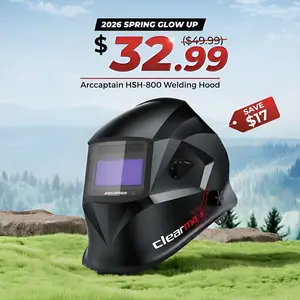 ARCCAPTAIN Large Viewing Screen Welding Helmet HSH-S800 1/1/1/1 Optical Clarity 4 Arc Sensor 1/25000s Response True Color Auto Darkening Welding Mask for Men / Dad - Welding Helmet, Compatible with welding cap