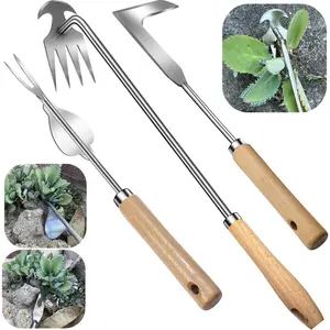 3 Pack Stainless Steel Weeder Puller Tool,Patio Crack Weeder for Cracks,Pavers,Driveways,Moss Removal,Crevice Weeding Digger Tool,Uprooting Weeding Tool for Planting,Weeding weed puller tool