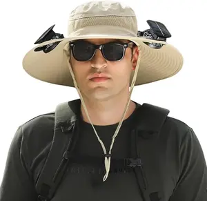 Solar Fan Outdoor Fishing Hat-Solar Sun Protection Sun Hat with Fan Solar Fan Hat Dual Power Supply Fan Outdoor Fan