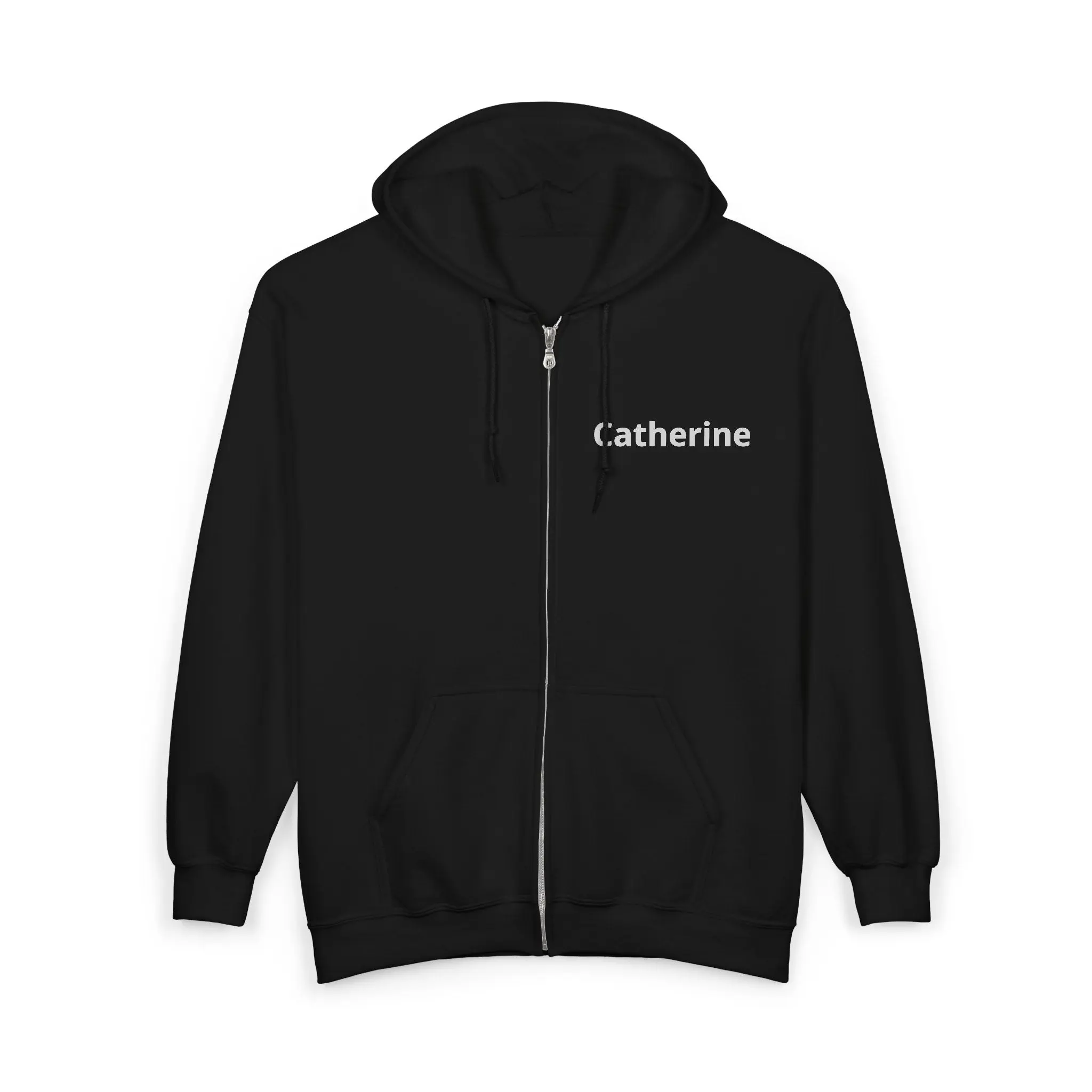 Women's Personalized Dancer Hoodie - Classic Fit Longsleeves Full-Zip Top with Embroidered Name, Graphic Back, Adjustable Hood, Storage Pockets, Cotton-Poly Fabric, Suitable for Rehearsals; Care: Tumble Dry, Low Iron, Non-Chlorine Bleach, Do Not Dry Clean