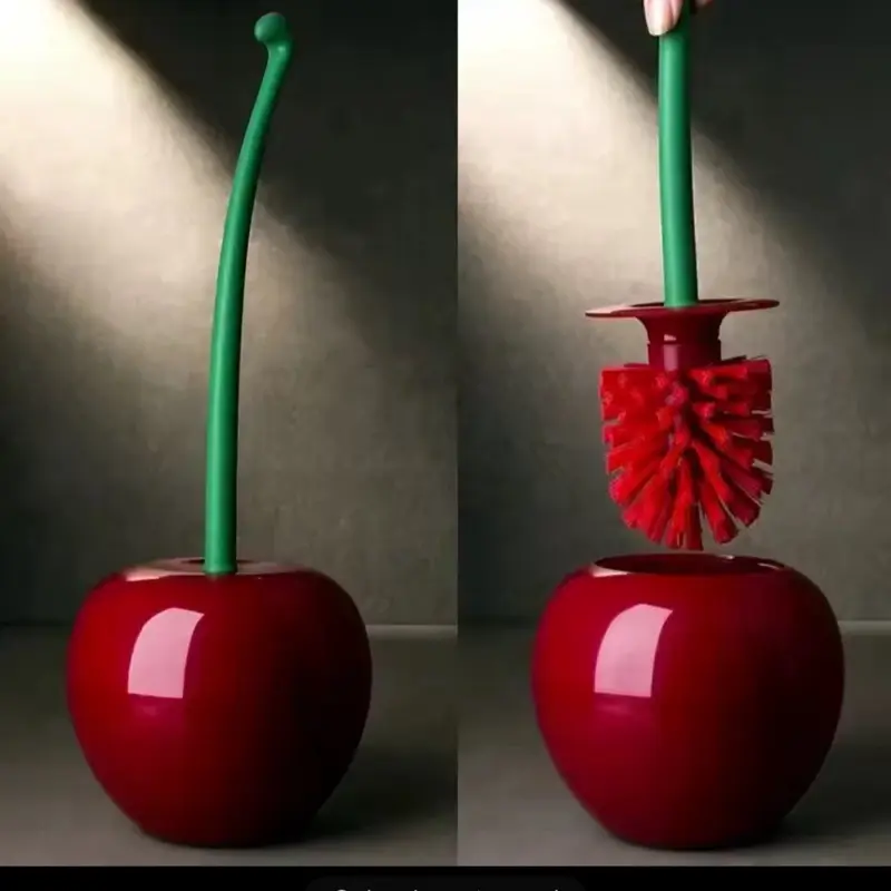 1pc Red Toilet Brush Creative Lovely Cherry Shape Lavatory Toilet Brush Holder Set Toilet Holder Bathroom Accessories