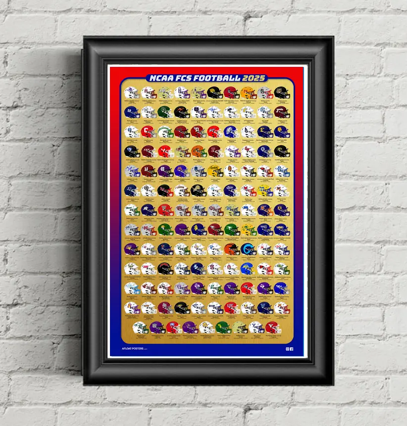 NCAA FCS Football Helmet Poster
