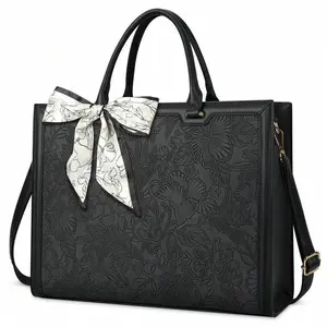 Laptop Bag For Women 15.6 Inch Laptop Tote Bag Waterproof Leather Computer Tote Bag Business Lightweight Office Briefcase Large Capacity Handbag Shoulder Bag