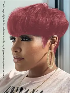 Pixie Cut Straight Human Hair Wig for Women Full Machine Made Wig 150% Density 10Inch Pixie Wigs