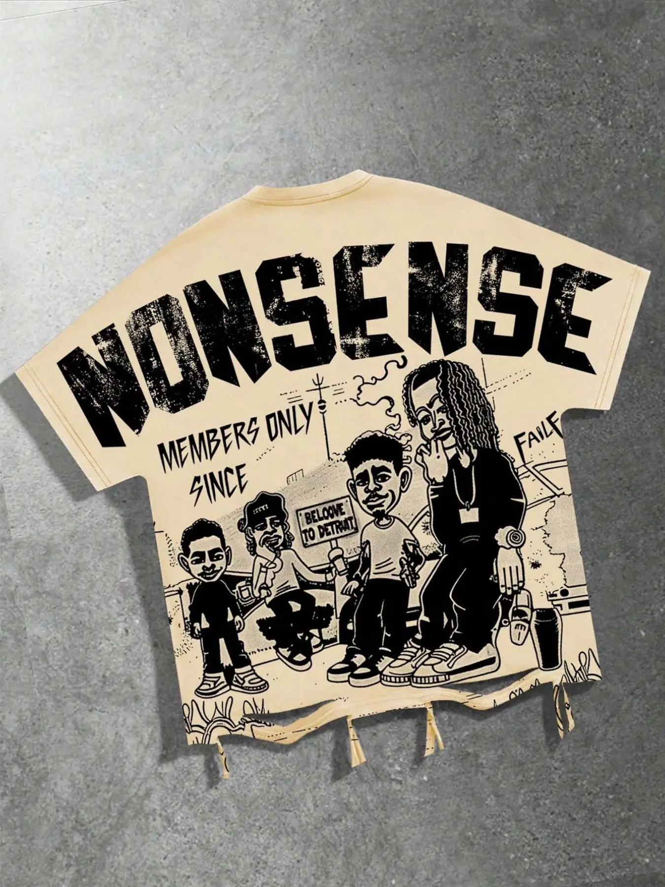 Music festival clothing short sleeved loose Casual T-shirt, Unisex, menswear, non sense slogan ripped hole loose T-shirt summer clothing street fashion brand cartoon print rap artist Y2K Streetwear