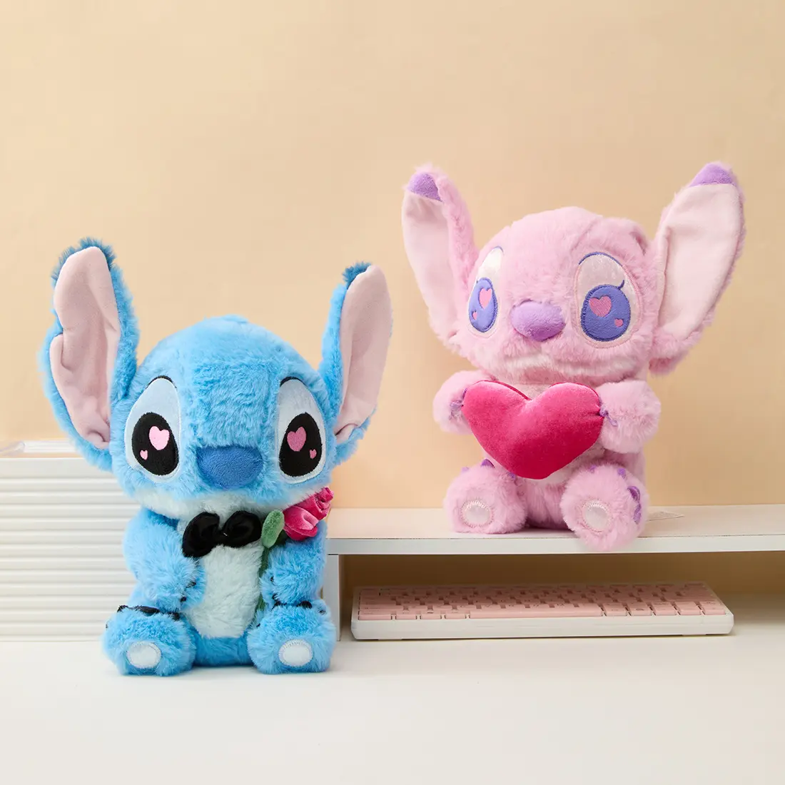 Disney Lilo & Stitch Angel Cloudsoft Plush Doll (1pc, 9.84in) - Soft Huggable Cuddly Stuffed Animals, Pink Heart Gift Detail Unisex Nostalgic Gift, Vanity Decor by Summerwins, Soft Stuffed Doll, Gaming Desk