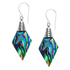 BALI LEGACY 925 Sterling Silver Abalone Shell Dangle Drop Earrings Stylish Fashion Beach Jewelry Unique Women Costume Jewelry for Women Birthday Christmas Gifts