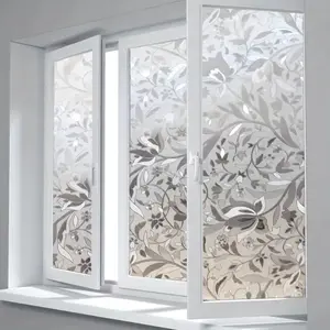 1 Roll 3D Colorful Privacy Window Film, Privacy Window Tint | Static Cling Self-Adhesive Glass Covering Film, Transparent Semi-Opaque Decorative with Tulip Pattern Design, Suitable for Office and Bathroom Decoration, Removable PET/PVC, 9mm Thick