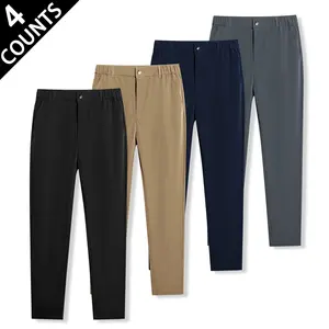 Breathable Lightweight Men's Pants Button Closure Elastic Waist Straight Leg Design Soft Fabric Bottoms Perfect for Daily Commute and Casual Office Wear