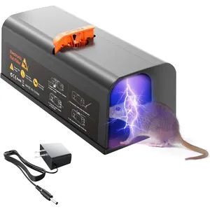 Electric Mouse Traps - Indoor Rats Trap Killer - Reusable Eliminate Rodent Zapper - Rechargeable Mice Trap Catcher for Home with Powerful Voltage Instantly Kills Rodent in Room,Kitchen,Garage (Black) Light Set Cockroach Control Cockroach Bait Paste
