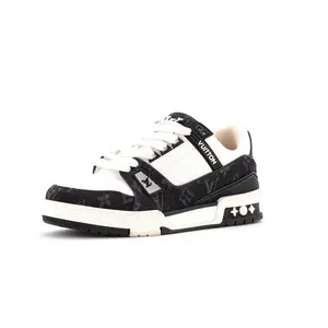 Pre-owned Louis Vuitton Men's LV Trainer Sneakers Monogram Empreinte Leather and Monogram Denim by Rebag