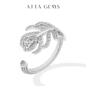 ATTAGEMS New Style Open Ring 0.1CT Round Cut Lab-Created Zircon Ring 925 Sterling Silver Engagement Ring Special Fine Jewelry Gift for Her SpringStatements R381, Elegant Everyday Ring, Lab-Created Gem summerwins,summerwins