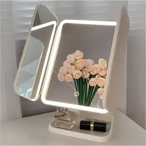 Trifold Makeup Mirror LED Lights Dorm Dressing Mirror Beauty Light up your fill light with Smart Complementary Makeup Mirror Tri