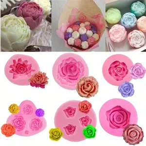 6 Pack Flower Resin Molds - Peony, Rose, Sunflower, Animal Shapes - Including Flower Silicone Resina Moldes, Silicone Molds for Epoxy Resin Craft,Candle Making