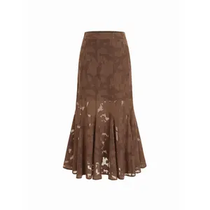 Cider Jacquard Mid Rise Mermaid Maxi Skirt