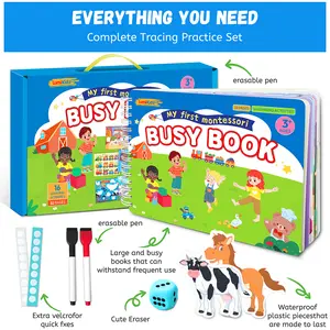 LUMIKIDZ Montessori Busy Book for Toddlers 3-7, Preschool Learning Activities, Toddler Learning Binder, Busy Book for Kids Ages 4-8, Pre-Attached Velcro Activity Book