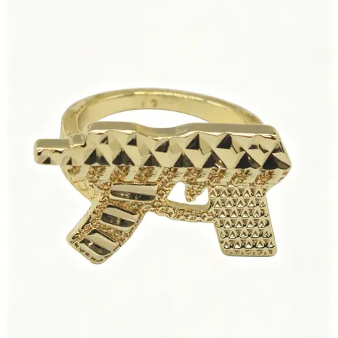 14k Gun-Style Ring, Fashion Rings, Unique Rings, Cool Rings, Unisex Daily Wear Jewelry, Perfect for Parties and Gifts, Elegant Accessory for Men and Women