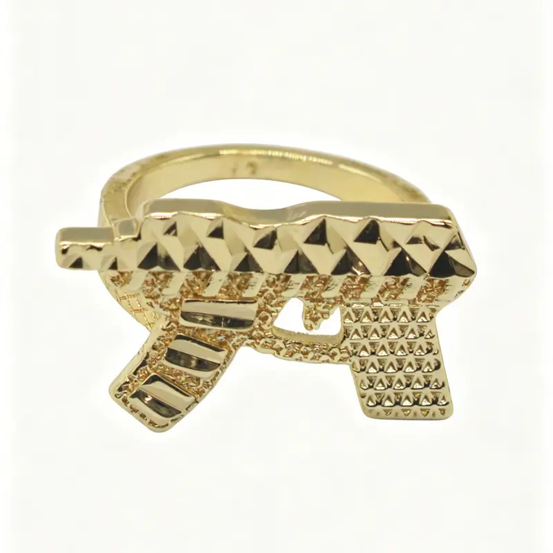 14k Gun-Style Ring, Fashion Rings, Unique Rings, Cool Rings, Unisex Daily Wear Jewelry, Perfect for Parties and Gifts, Elegant Accessory for Men and Women