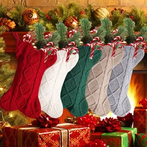 Large Knitted Dog Christmas Stocking, Bone Shape Pet Sock Gift Decoration, Perfect for Holiday Party & Home Festive Decorations