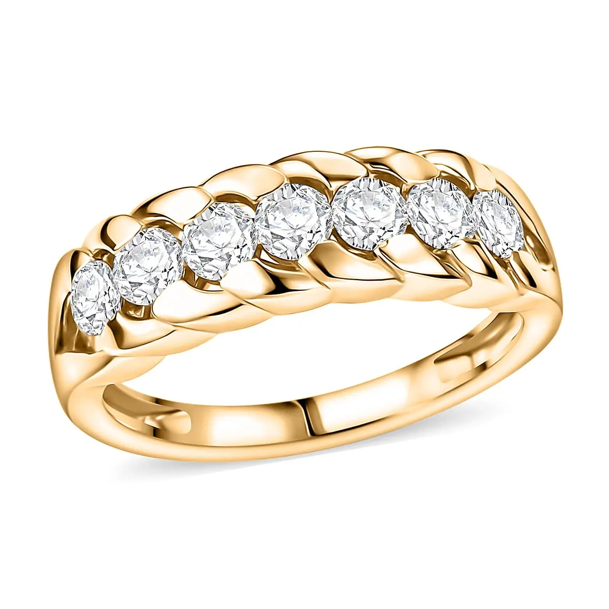 EverTrue Moissanite 7 Stone Ring in Platinum Bond (Size 10.0) 0.75 ctw