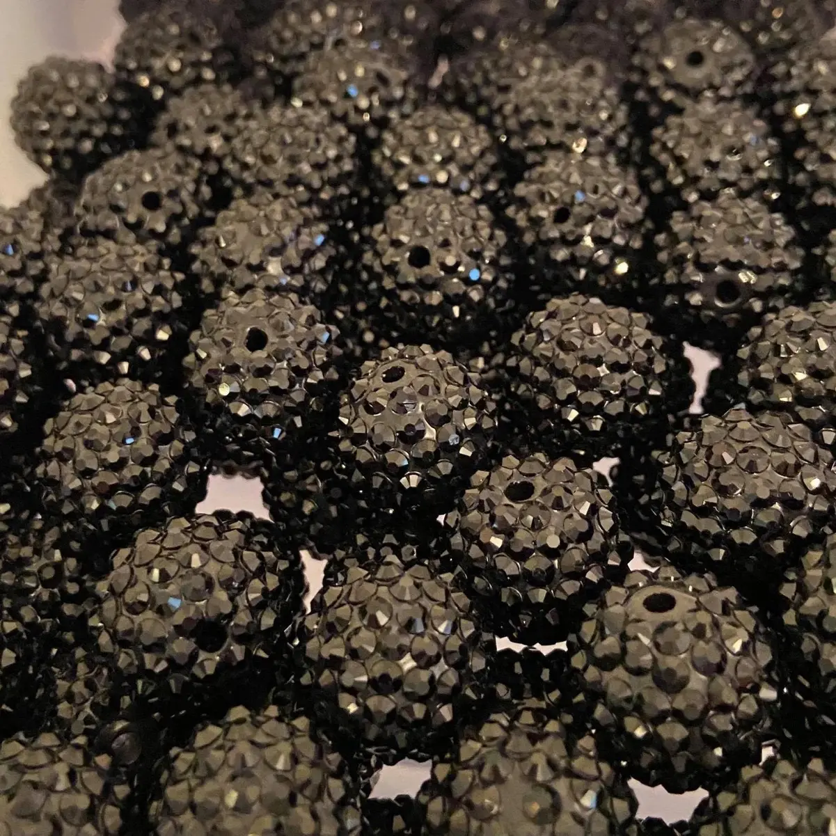 20mm Black Acrylic Rhinestone Beads - Black Color