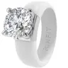 Rinfit Silicone Rings for Women with 7mm Round Cut CZ Stone, Silicone Engagement Ring and Wedding Ring for Her, Flexible for Work, Gym, Pregnancy, Travel and Everyday Wear, Patented Design