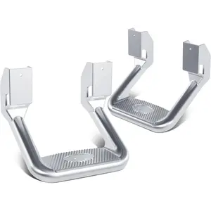 2 Pcs Universal Side Step Compatible with 1967-2020 Chevy Chevrolet GMC Ford Isuzu Mitsubishi Dodge Jeep Nissan Toyota Mazda Side Hoop Step Polishing Silvery Aluminum