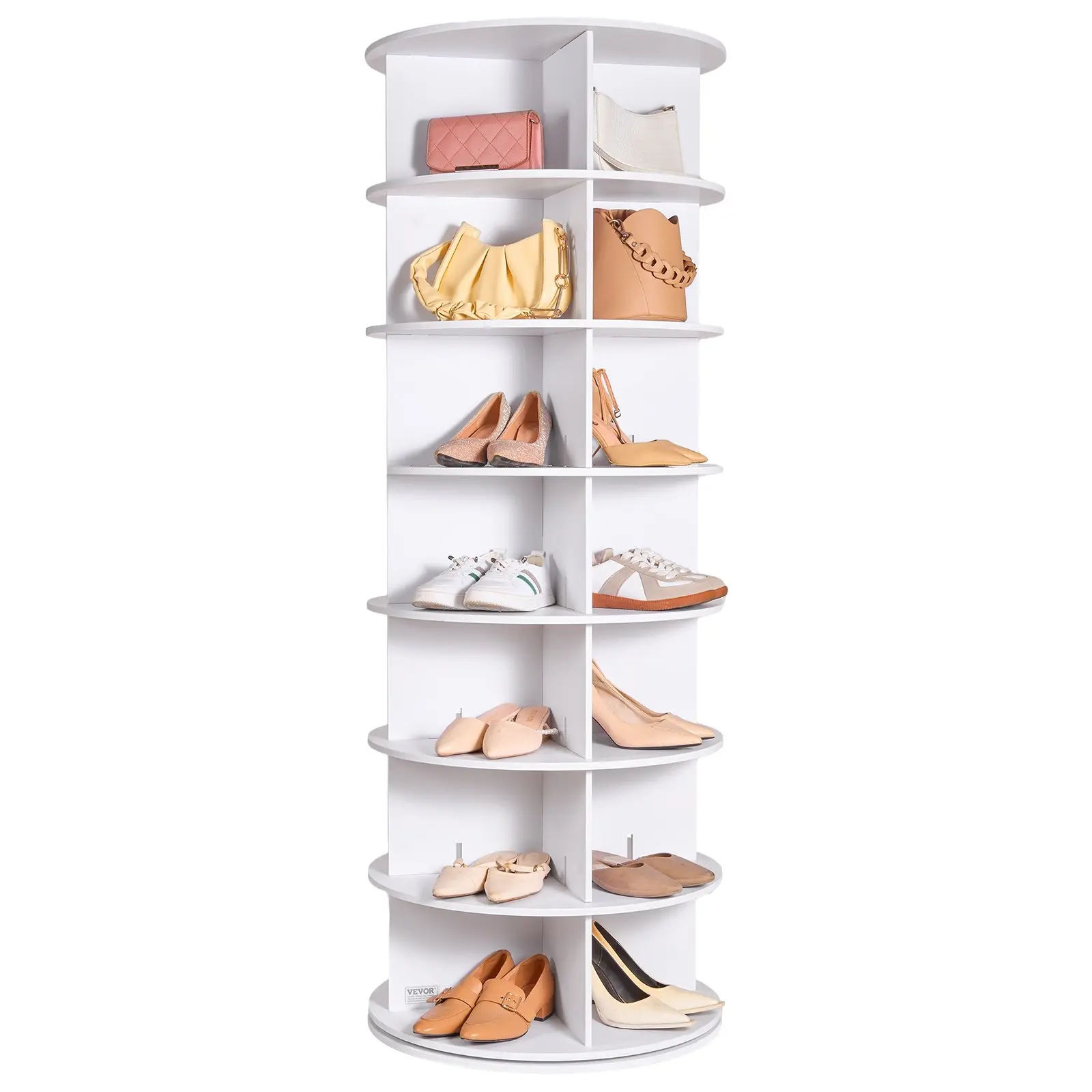 【Summerfinds】 VEVOR 7 Tiers Rotating Shoe Rack Tower, 360Spinning Shoe Display, Revolving Shoe Rack Storage Round Carousel, Lazy Susan Shoe Rack Organizer, Ideal for Bedroom, Living Room, Entryway, Whitedealsforyoudays