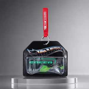 MINISO  Hot Wheels Series Color-Block Leather Display Bag Charm | Stylish Premium Backpack Charm | Premium Backpack Charm & Bag Accessory