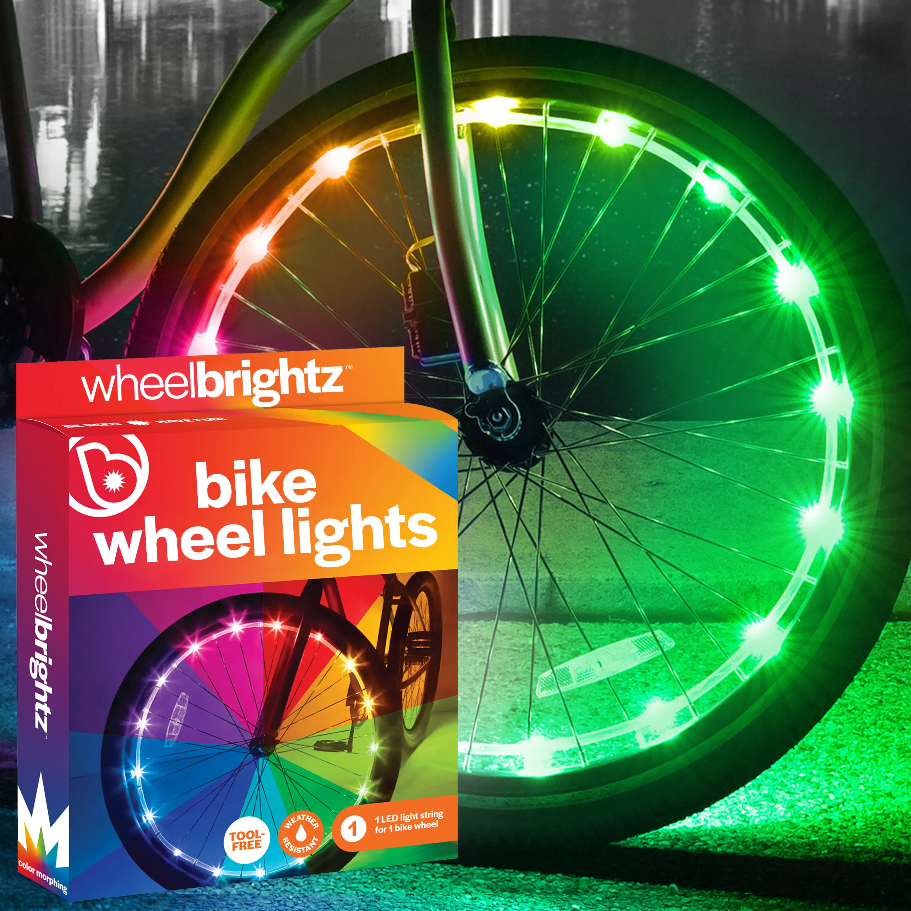 Brightz WheelBrightz LED Bike Wheel Lights - Superior Straps & LED-Weatherproof Shield! - Unmatched Durability, Visibility & 48+ Hours of Dazzling Illumination Lights for Night Riding