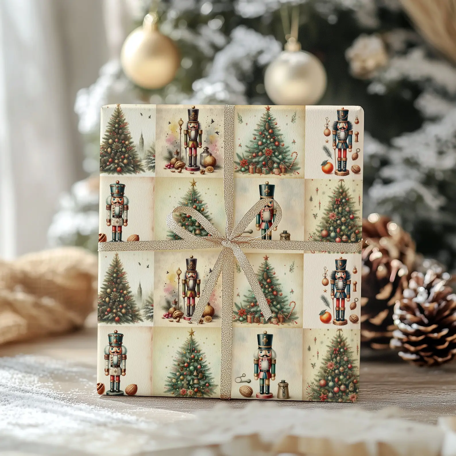 Nutcracker Scene Wrapping Paper Christmas, Timeless Gift Wrap, Heritage Holiday Gift Wrap Seasonal Gift Wrap