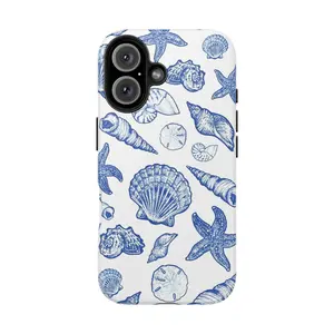 Glittercutie Blue Seashell Phone Case Phone Cover Hard Cases Magnetic Phone Case for iPhone 17 Pro Max 17 Air 17Pro 16 15 14 13 12 11 Pro Max