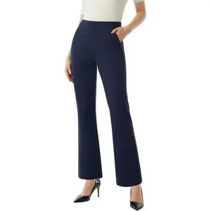 Women’s Yoga Dress Pants High Waisted Stretchy Straight Leg Business Casual Pants with Pockets Pull On Work Slacks