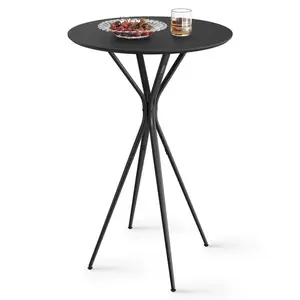 SONGMICS Bar Table, Round Cocktail Table, High Pub Table, 23.6 x 23.6 x 41.3 Inches, Metal Frame, Kitchen, Home Bar, Living Room, Modern Style