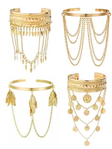 Women's 4-Piece Arm Cuff Set, Upper Arm Cuff Bangle Band, Adjustable Armlet Bracelet, Stylish Accessory for Everyday Wear