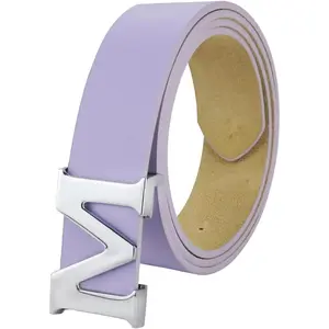Womens Leather Belts Removable Letter M Plate Buckle Waist Belt 1.18" Width