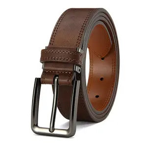 Men’s leather belt with a pin buckle featuring an adjustable classic rectangular head and a double-sided two-tone design; a durable, casual yet formal dress belt suitable for various occasions—an excellent gift for Valentine’s Day and Father’s Day.