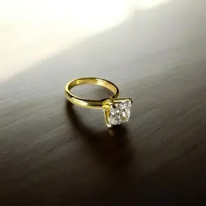 Princess Cut Ring 14K Gold Overlay for Women