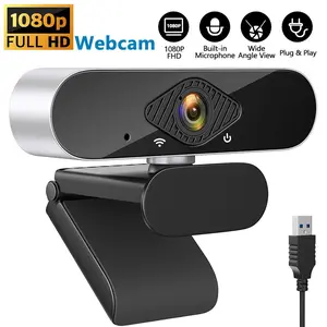 1080p Webcam with Stereo Microphone & Auto Light Correction, Full HD 30fps Web Camera for PC Laptop Mac Tablet, Compatible with Zoom Skype FaceTime, Plug and Play, Usb Online Webcam